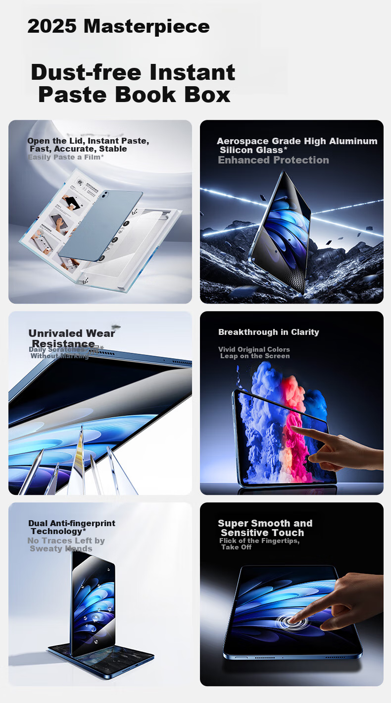 Shanmo Tempered Glass Screen Protector for VivoPad5 Pro/iQOO Pad5Pro/2Pro Tablet, 13-Inch 2025 Soft Light Version Full Coverage HD Clear Screen Protector with Dust-Free Installation Box 6