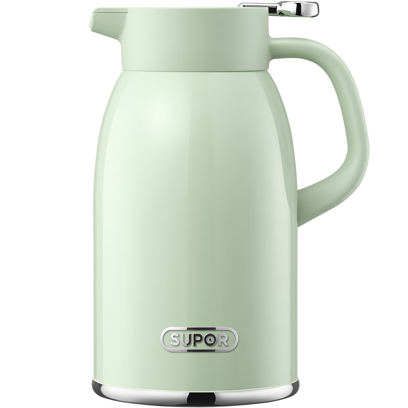 SUPOR Insulated Bottle, 316L Stainless Steel, Large Capacity, for Home Use, Office Thermos, Hot Water Bottle, 1.6L, Green Glaze