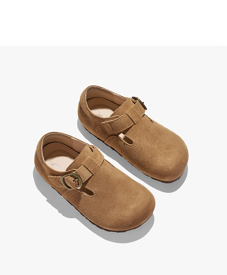 RED DRAGONFLY Children's Autumn Shoes, Boys And Girls Flats, Girls Soft-Soled Birkenstock Shoes, Small Leather Shoes Q51BPPF406, Camel Color, Size 29 19