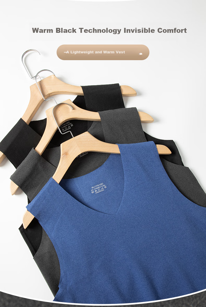 LangSha Seamless Thermal Vest Men Autumn Winter Invisible V-Neck Slim Fit Sleeveless Undershirt 3