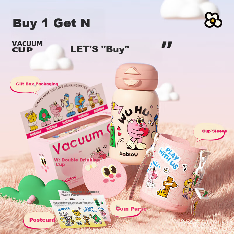 BABLOV Insulated Water Bottle for Kids, Stylish Large Capacity Portable Tumbler with Straw for Girls, Birthday Gift