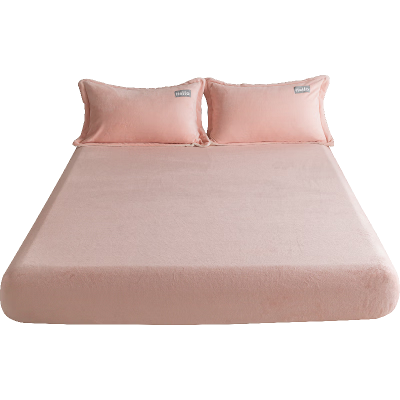 Hengyuanxiang Milk Velvet Fitted Sheet Single Piece Winter Coral Velvet Single Bed Cover Flannel Bedspread Thickened 150*200cm Pink Jade