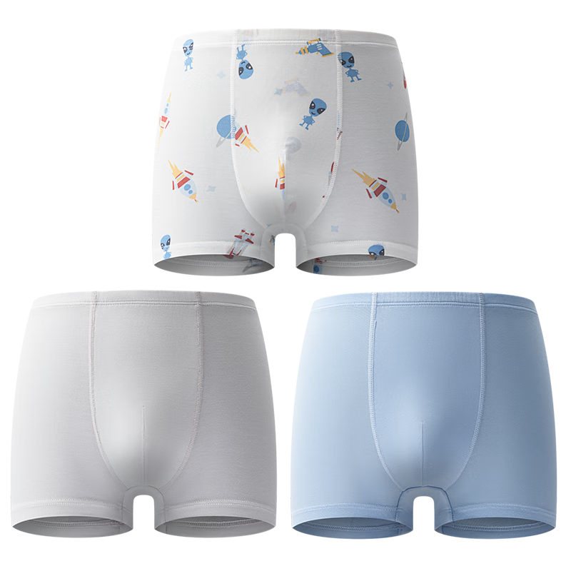 AIMER KIDS Tiered Boys' Antibacterial Mid-Waist Boxer Briefs - Space Odyssey 150