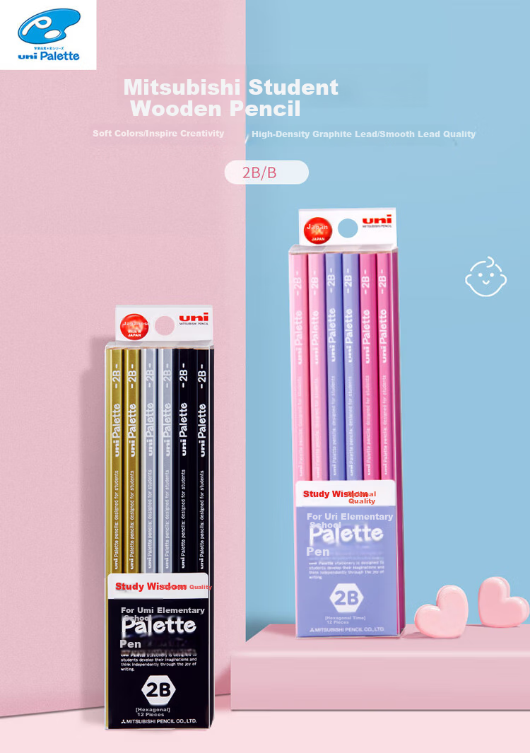 Uni Mitsubishi Art Sketching Marking Pencils, Student Drawing Exam Hexagonal Pencils, 772 Red And Blue Version, Pack of 12 1