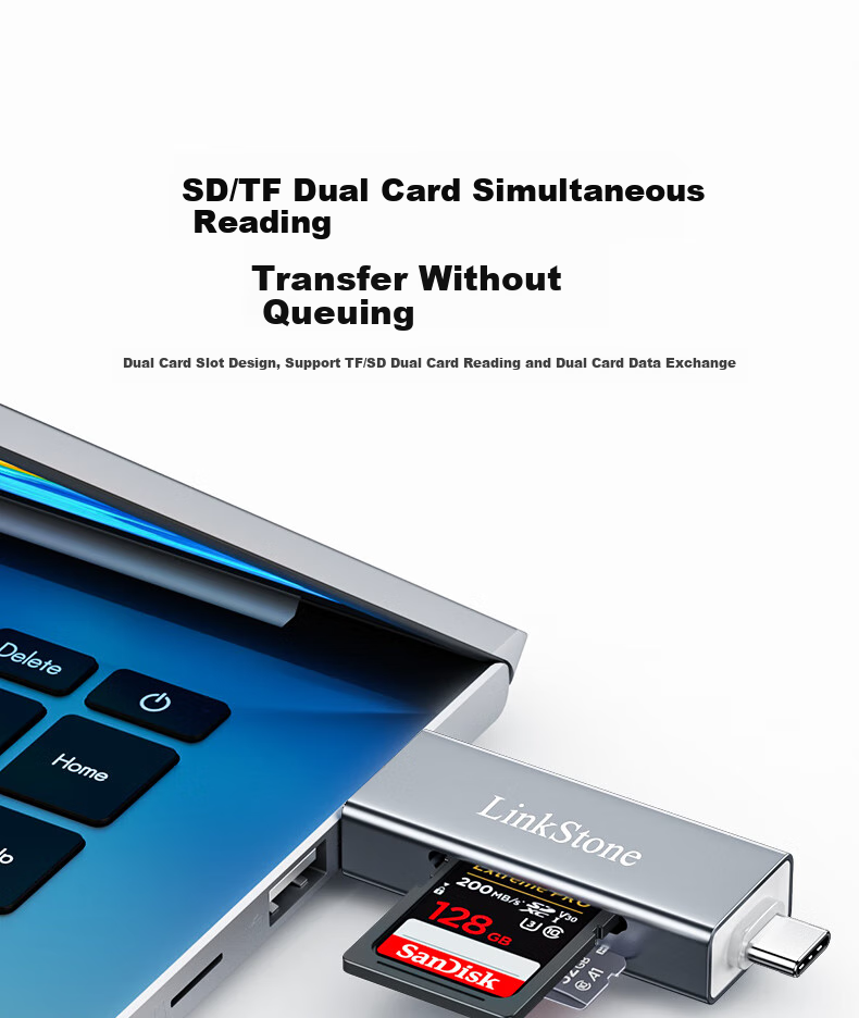 LinkStone USB High-Speed Card Reader All-In Multi-Functional SD/TF Dual-Card Reader Supports Smartphones, DSLR Cameras, Drones, Dash Cams, And Surveillance Memory Cards 2