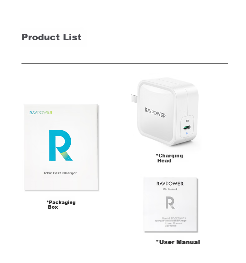 RAVPower Apple Charger PD30W Multi-Port Fast Charging Adapter Compatible with 20W Universal IPhone13/12ProMax/11, Android IPad, Smartphone Type-C Charging Head 14