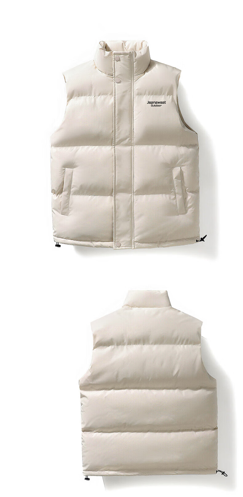 JEANSWEST OUTDOOR Yibo Wang Endorsed Men's Vest Jacket Winter Trendy Stand Collar Fashion Loose Fit Men's Clothing Off-White XL 3