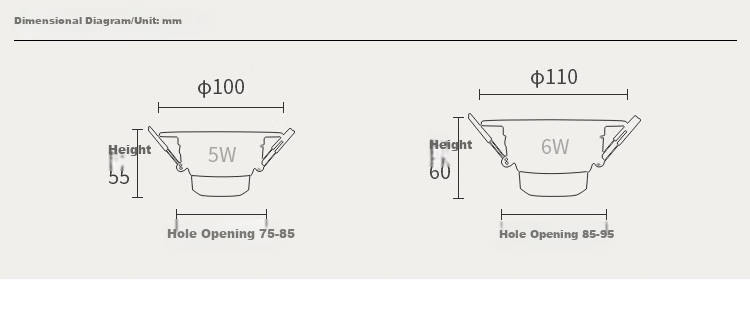 FSL Foshan Lighting LED Downlight, Ceiling Light, Hallway Recessed Spotlight, 6W 3-Inch Aluminum, Tri-Color White with Silver Edge 7
