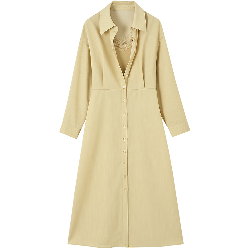 Demana [Smart Workplace] Autumn Design Fake Two-Piece Waist-Cinching Shirt Collar Shirt-Style Women's Dress