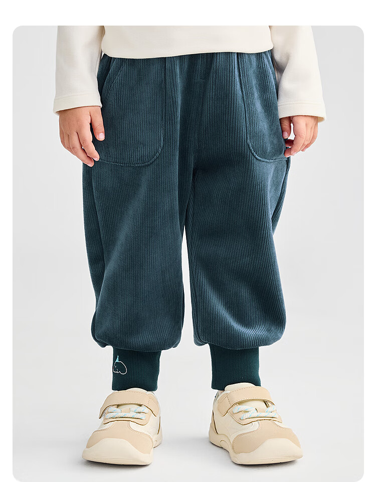 BALABALA [Same As in Mall] Baby Long Pants, Fleece-Lined Thickened Joggers, Winter Girls' Trousers 18