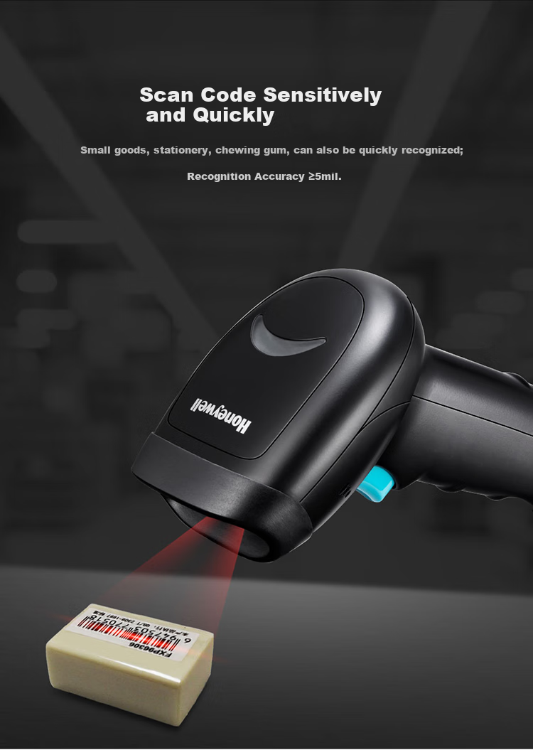 Honeywell Wireless Barcode Scanner, Barcode, 1D Barcode Scanner, Warehouse And Supermarket Barcode Scanner, Plug And Play, with Base OH3503 Black 6