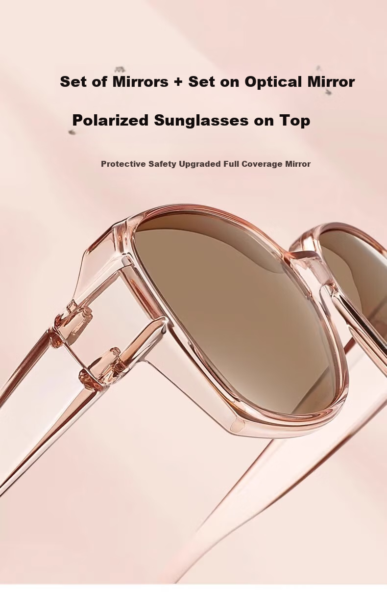 Kaponi Sunglasses Clip-On for Women, Polarized UV Protection, Anti-Glare, Large Frame, Slimming Effect, Clip-On Driving Glasses 5