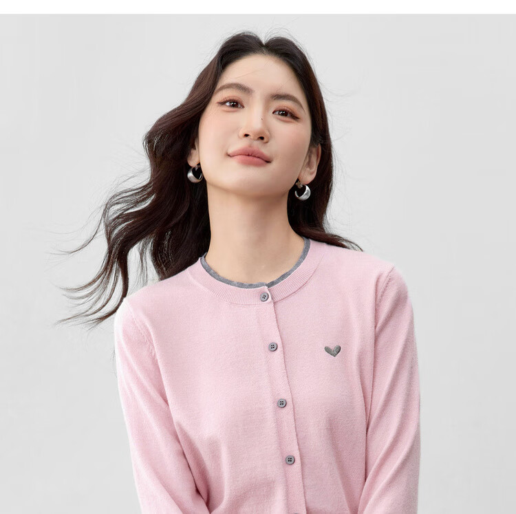 Sentubila Age-Reducing Elastic Knitwear Women Autumn Color-Block Crew Neck Ribbed Cuff Long Sleeve Cardigan Single-Breasted Heart Embroidery Top 16