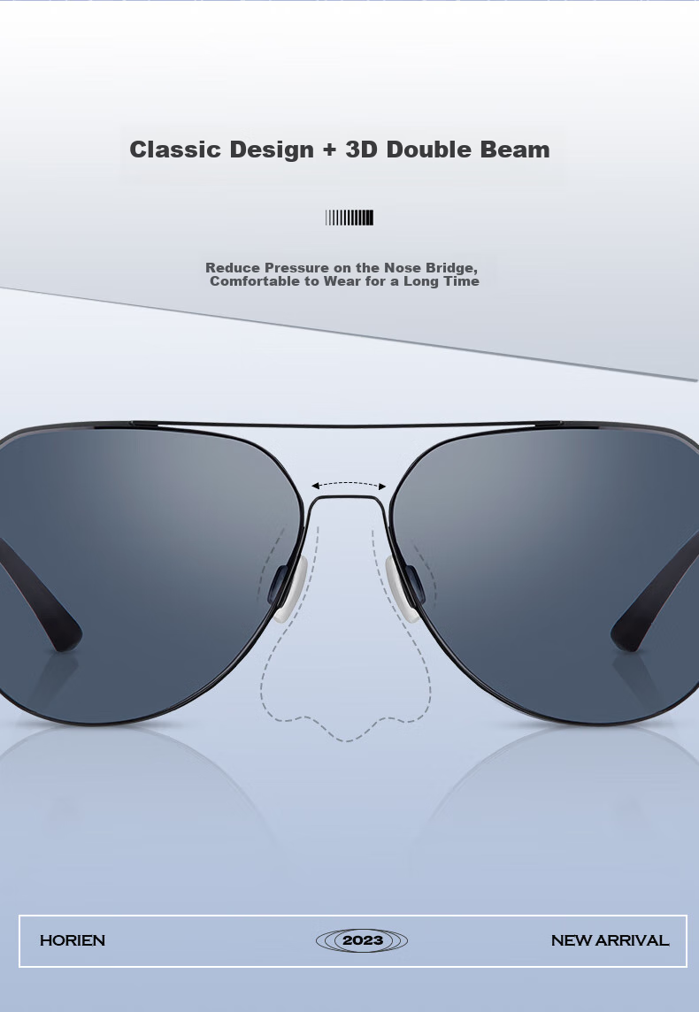 HORIEN Men's Sunglasses, UV Protection, New Aviator Polarized Lenses, for Driving, Specialized Men's Sunglasses, Gift 4