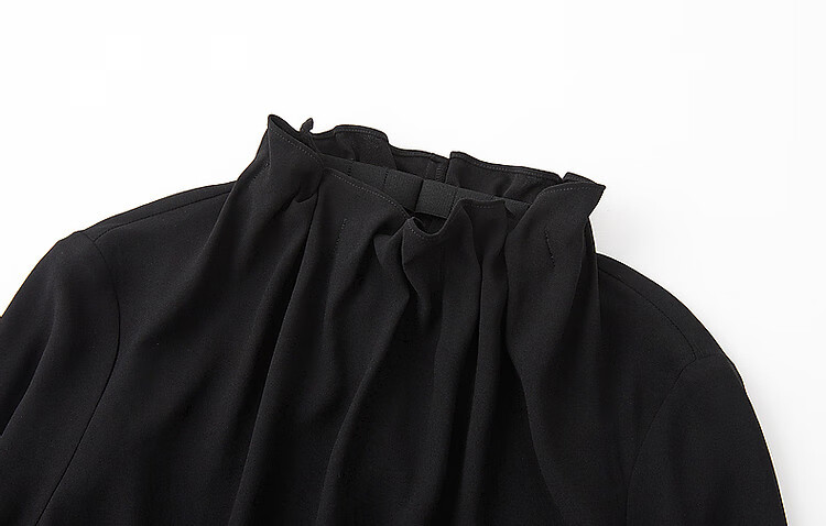 Demana Selected Airy Acetate Spring Socialite Style Comfortable Lightweight Ruffle Collar Mid-Length Women's Dress 9