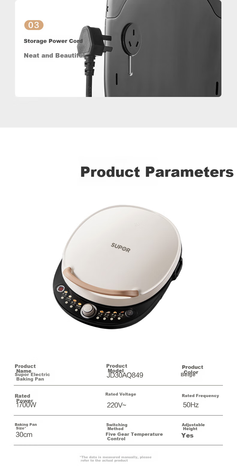 SUPOR Electric Griddle, Detachable Upper And Lower Plates for Home Use, Steamer Pot Hot Pot Wok, Pancake Maker, Sandwich Breakfast Machine with 75mm Deep Pan, Touch-Control Smart Panel JD2828R892 15