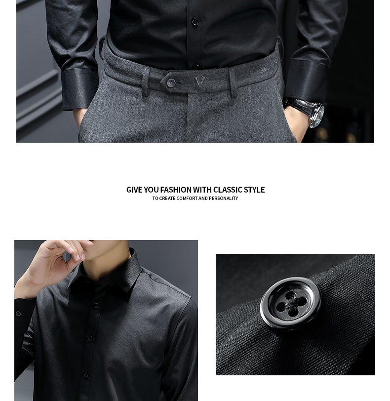 Miiow Mercerized Cotton Shirt Men's Premium White Casual Business Formal Dress Shirt 12