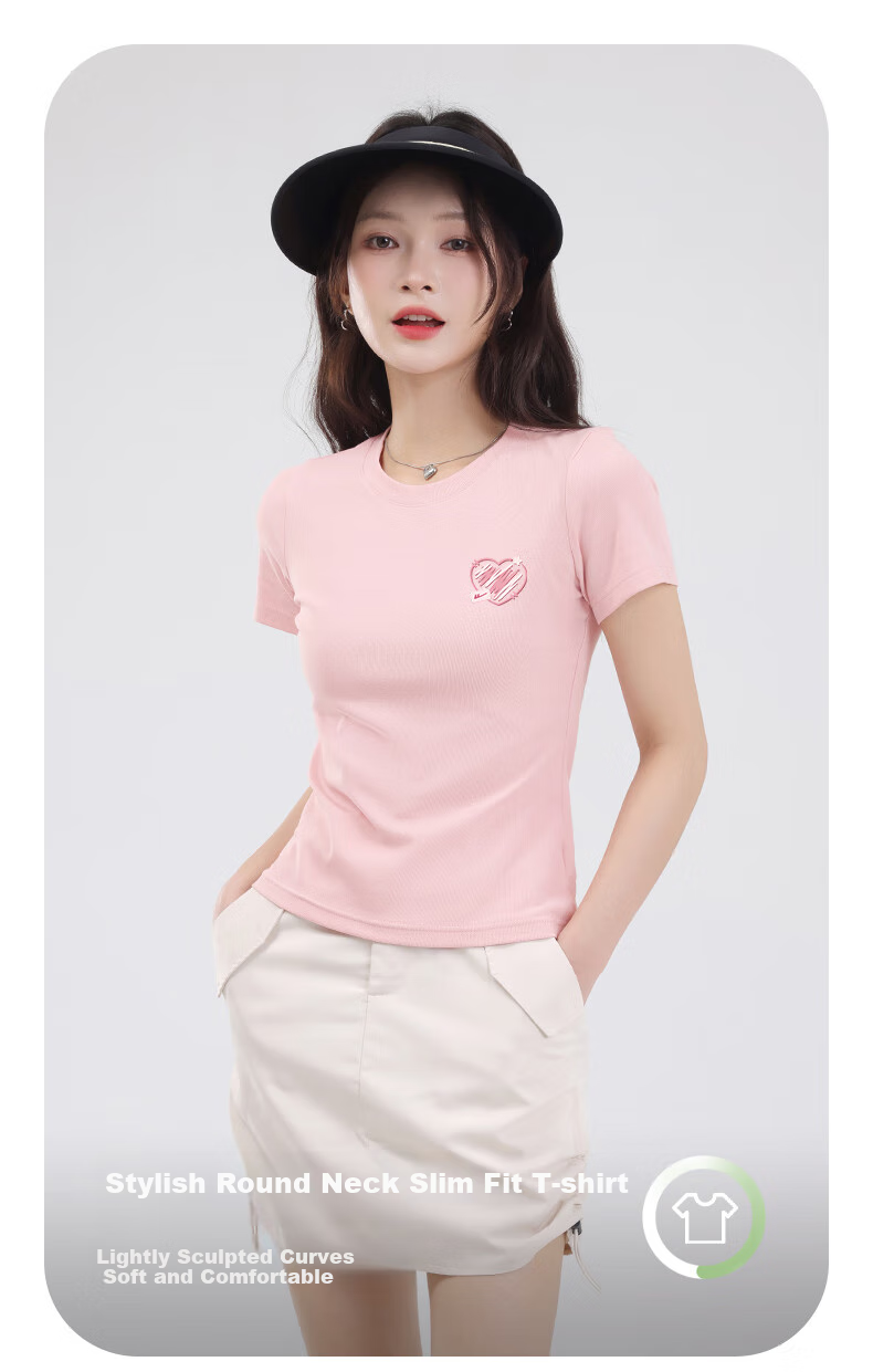 Warrior Women's Slim Fit Short Sleeve T-shirt 2025 Summer Round Neck Tight-fitting Top Fashionable All-match Hot Girl Women's Clothing 1