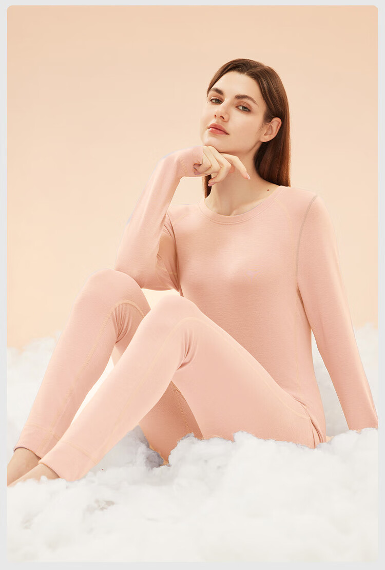LangSha Women's Thermal Underwear Set Autumn Winter Warm Down Cashmere Silk Fleece Lined Top and Bottom Thermal Base Layer Set 16