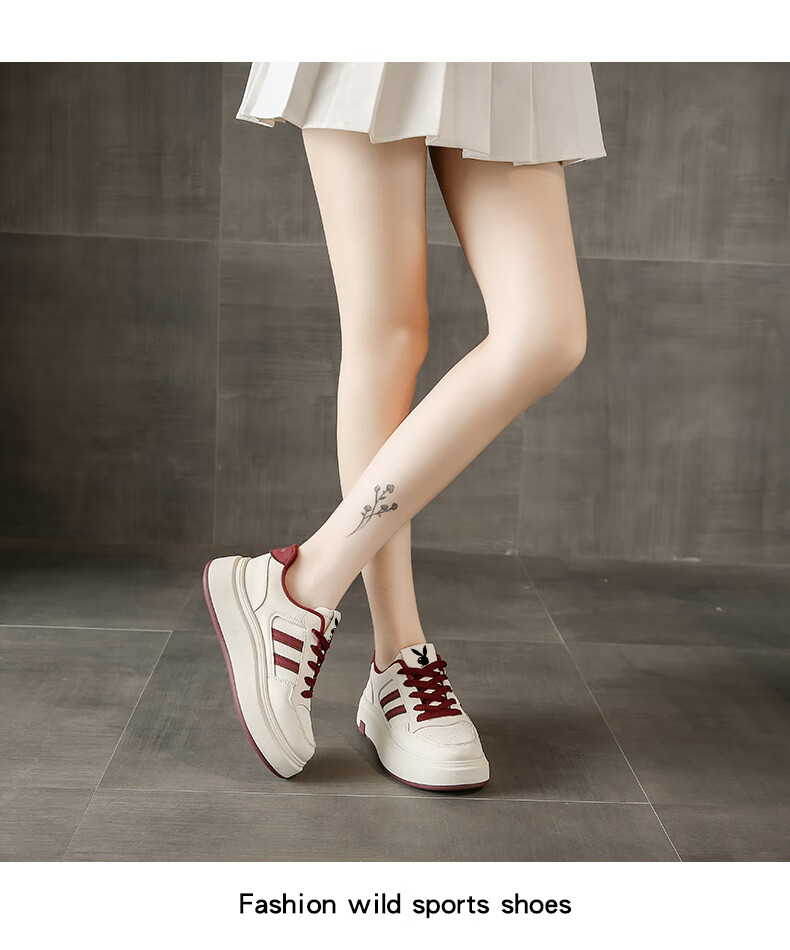 PLAYBOY Women's Shoes 2026 Summer Fashion Thick-Soled White Sneakers Casual Black Sports Shoes Size 38 7