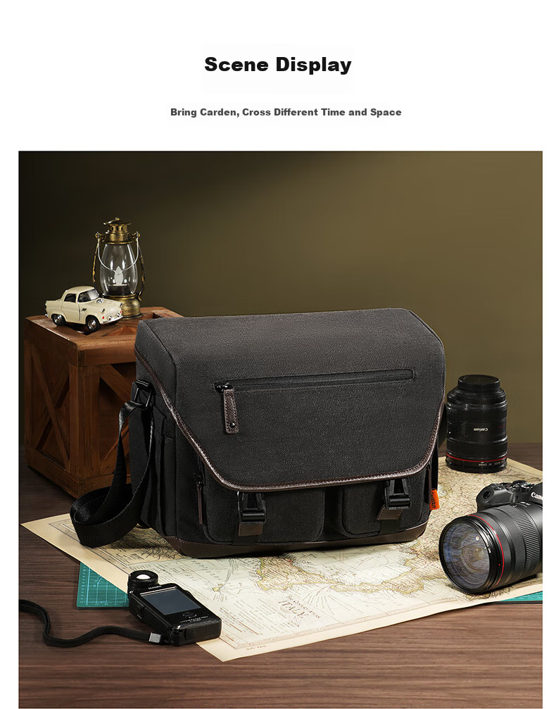CWATCUN Vintage Shoulder Camera Bag, Large Capacity Crossbody Photography Bag for Daily Commute And Travel 14