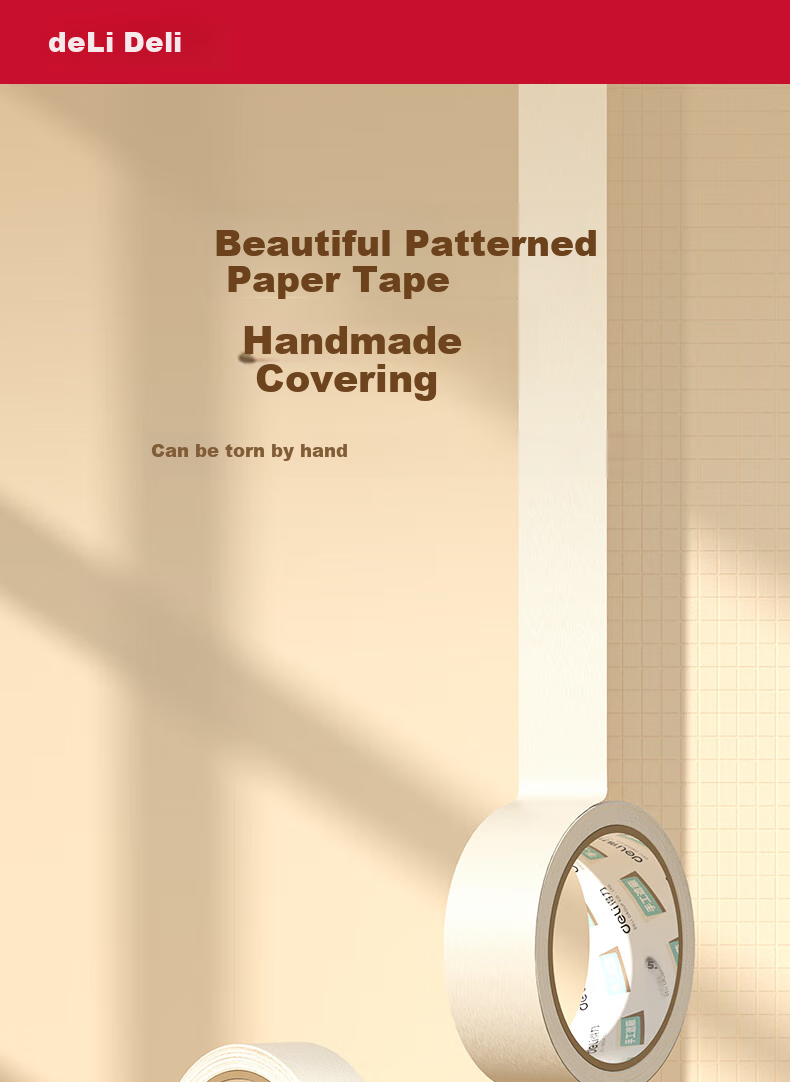 Deli Masking Tape 36mm*20y*145μm for Art And Craft Color Separation, Renovation Masking, Painting Protection, Seamless Sticker, Study Supplies, 1 Roll, 30672 1