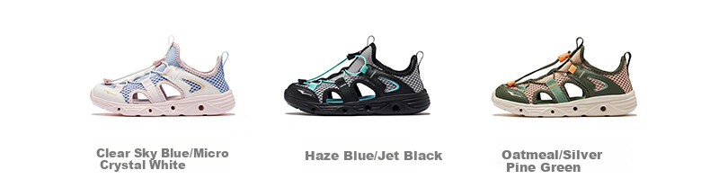 ERKE Children's Shoes, Boys' Casual Shoes, Kids' Drawstring Sandals, Beach Sandals, Sky Blue/ink Blue, Size 30 51