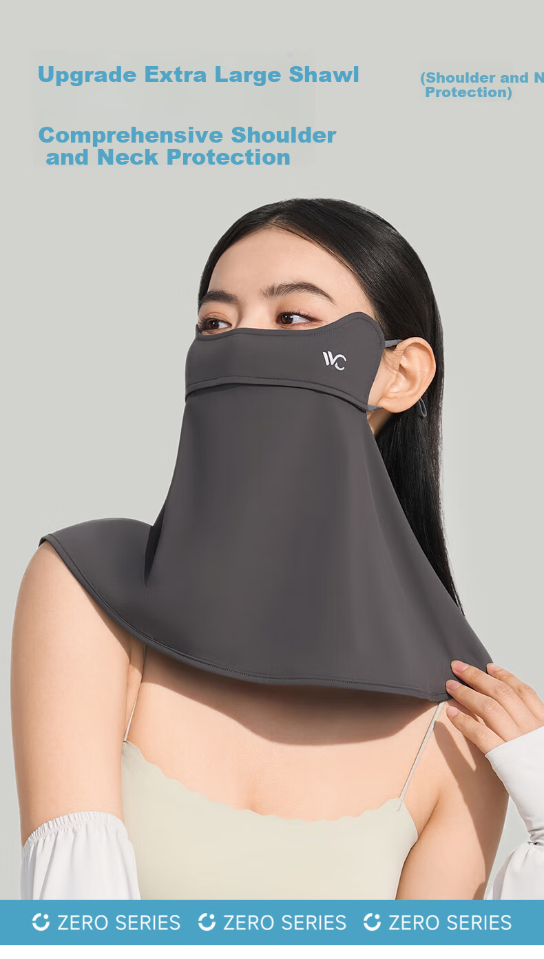 VVC Sun Protection Face Mask, Ice Skin Neck Guard for Women, Summer UV-Resistant Sunshade, Outdoor Travel Breathable Mask, Ice Mist Pink 6
