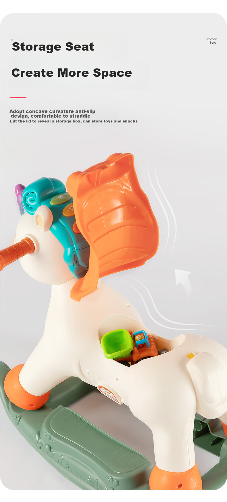 HUILE TOYS Rocking Horse Baby Toy for Ages 1-3, Musical Enlightenment Spray, ABS Material, Birthday And First-Year Gift 11