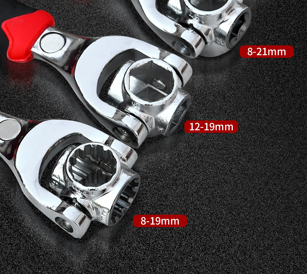Qilu Anran Universal Wrench Multi-Function Socket Wrench 8-in-1 Socket Wrench with Magnetic Rubber Handle Hexagonal 8-22mm 5