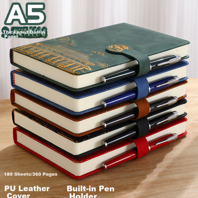 Jiaranheng Chinese Style Notebook, Aesthetic A5 Dragon-Shaped Clasp, Thickened Journal, High-End Exquisite Diary, Business Gift, Office Stationery, Customizable, Dark Gree