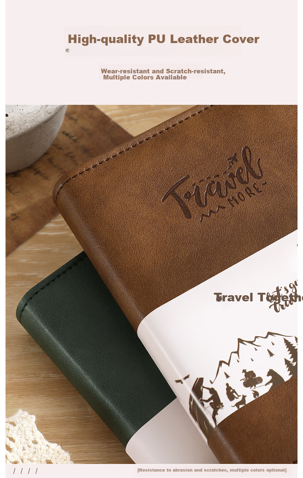 Faramon Loose-Leaf Zipper Notebook with Detachable Refillable Pages, Small Portable Travel Diary Journal Notebook Customizable Blue 5