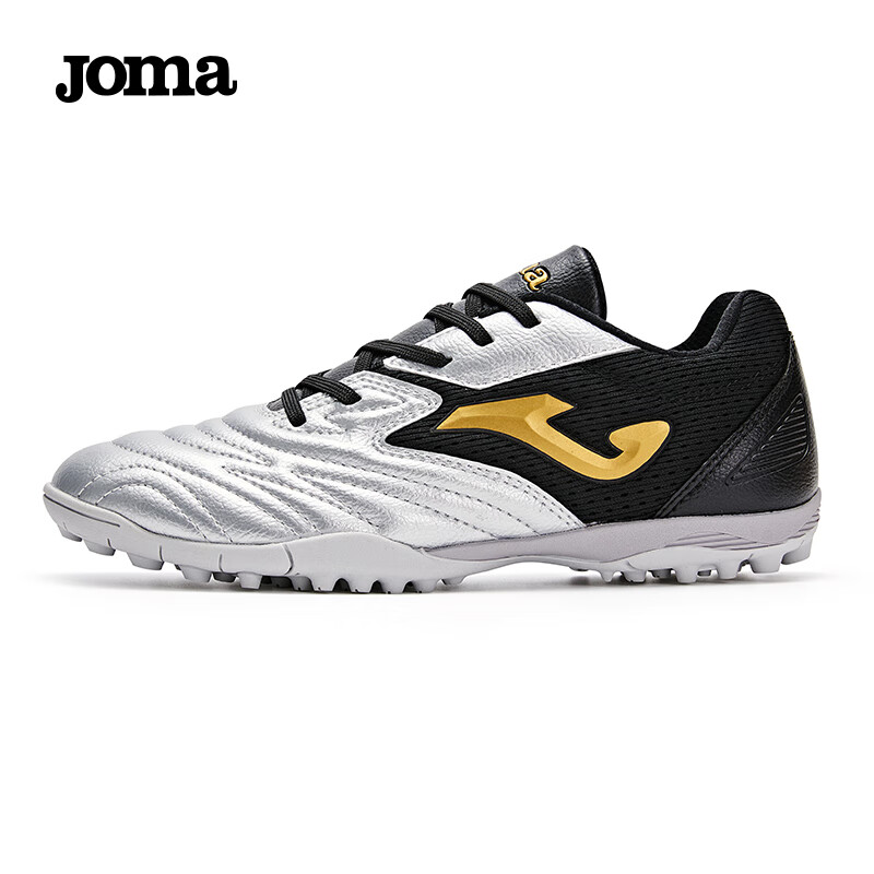 JOMA Kids Soccer Shoes TF Turf Studs Youth Primary School Training Sports Shoes Silver Black Size 36