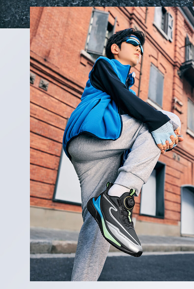 ERKE Kids Boys Girls Sports Shoes Children Dial Buckle Cushioning Running Shoes Microcrystalline White/Champion Blue Size 37 2