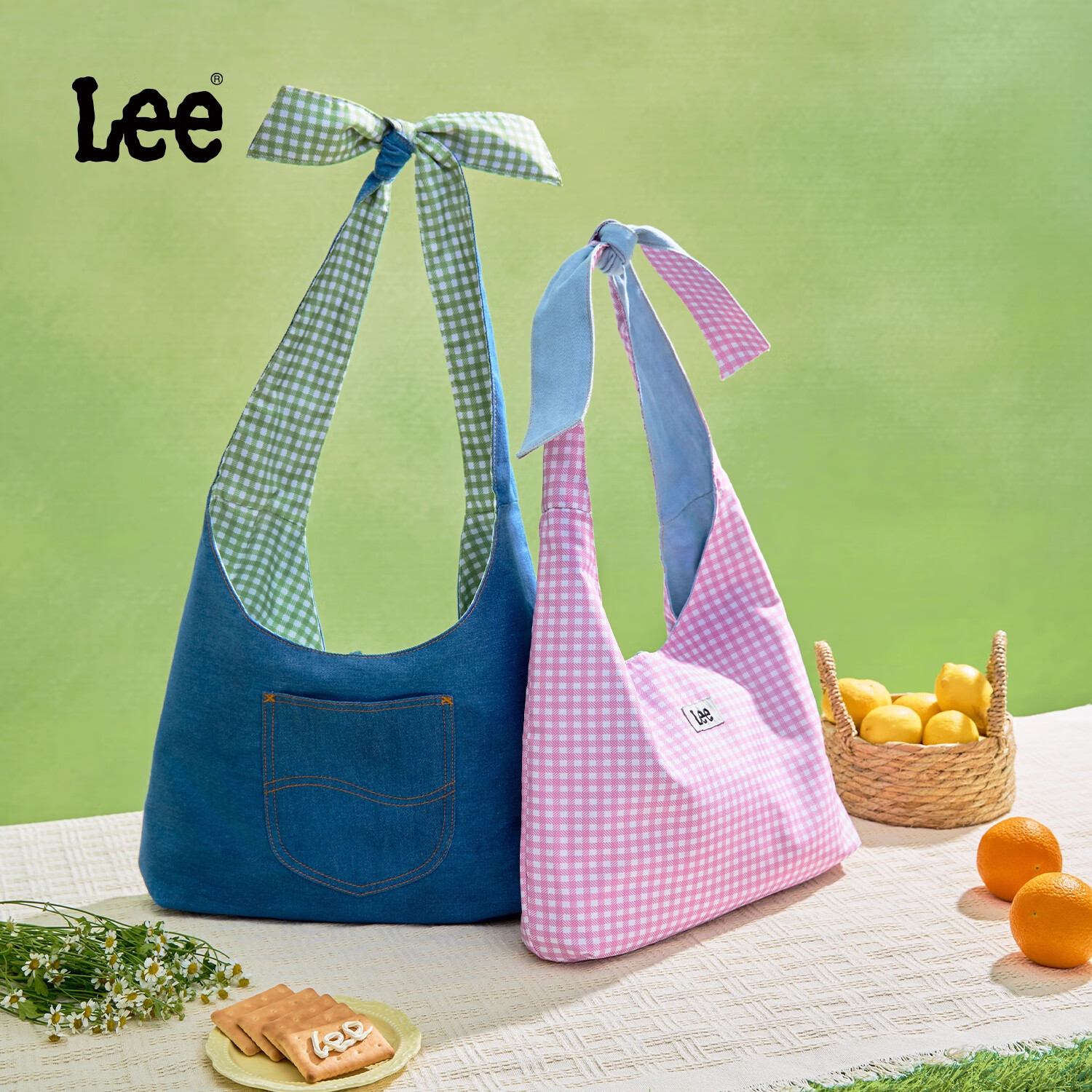 Lee Plaid Canvas Bag, Women's Handbag, Shoulder Bag, Versatile Tote, Casual Reversible Bag, Gift, Birthday Present