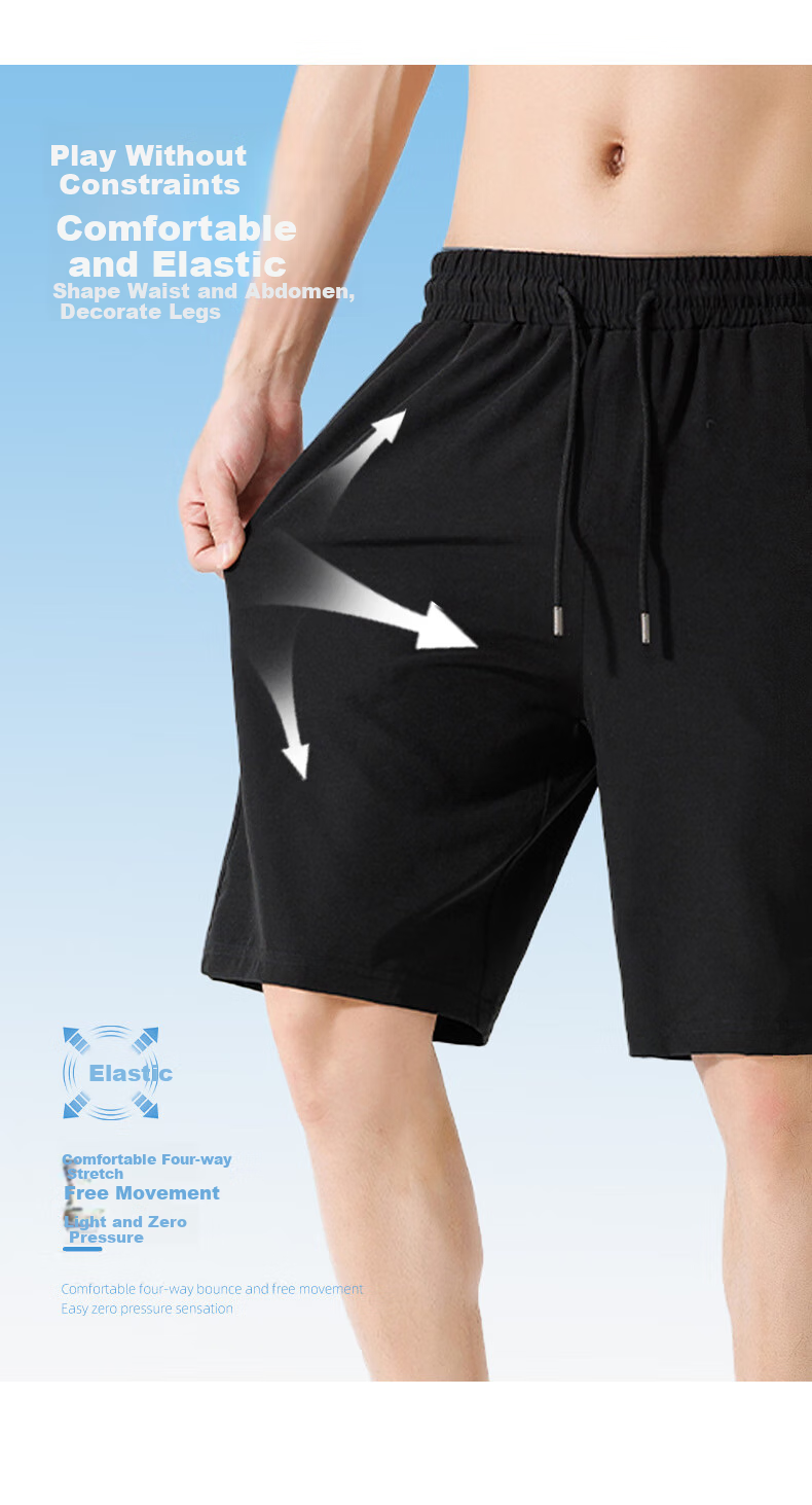 Baleno Men's Shorts, Summer Ice Silk Breathable Quick-Dry Five-Point Shorts, Outdoor Loose-Fitting Sports Fitness Wear, Men's Large Shorts 6