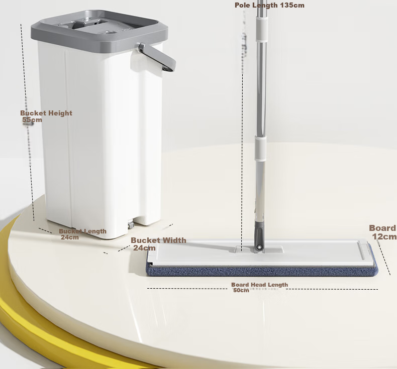 Dongfangliangjie Household Mop, All-In Cleaning, Scraper Plate Mop, Extra Large 50cm Scraper Plate with Bucket, Hands-Free Mop, Floor Cloth 19