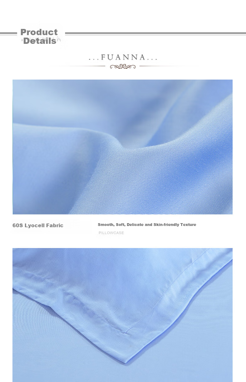 FUANNA Bedding Set 4-Piece A-Class 60s Lyocell Tencel Summer Printed Sheet Quilt Cover Single/Double 203×229cm 12