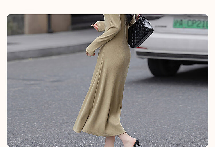Demana [Outline Paper Doll] Spring Autumn Korean Style Sexy Hollow Ribbed Knit Long Dress for Women 2