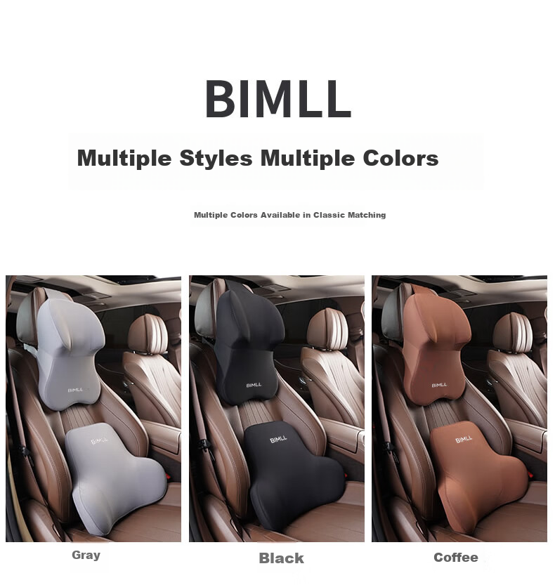 BIMLL Automotive Headrest Lumbar Support Aviation-Grade Car Seat Neck Pillow Car Cushion Backrest Enlarged and Thickened 7