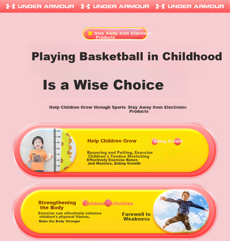 Under Armour Basketball, Size 5 for Children, Youth, Elementary School Students, Kindergarten, Indoor And Outdoor Competition, Non-Slip, Wear-Resistant, Girls' Size 5, Gift 4