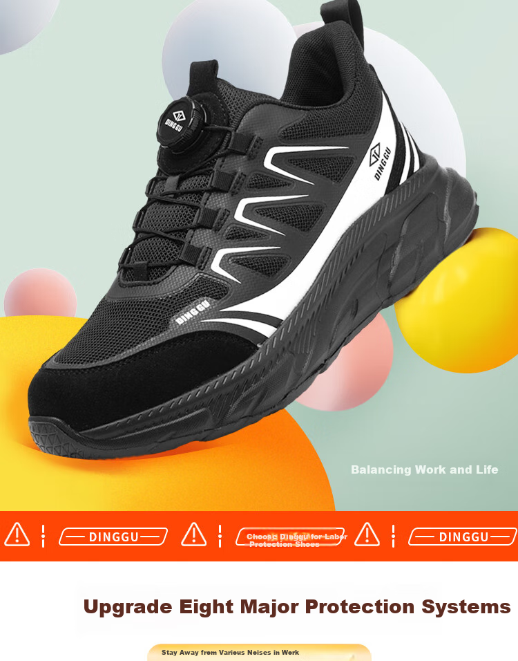 Dinggu Safety Shoes for Men, Lightweight All-Season Anti-Smashing Anti-Puncture Steel Toe Work Boots with Smart Buckle JD8071C41 4