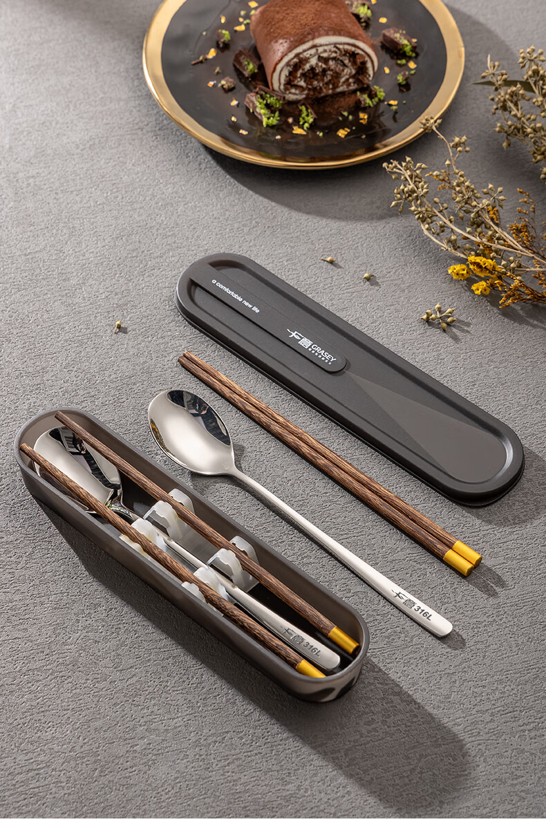 Guangyi Chopsticks, Tableware Student 304 Stainless Steel Chopsticks And Spoon Set, Portable Cutlery for Office Workers, GY7338 19