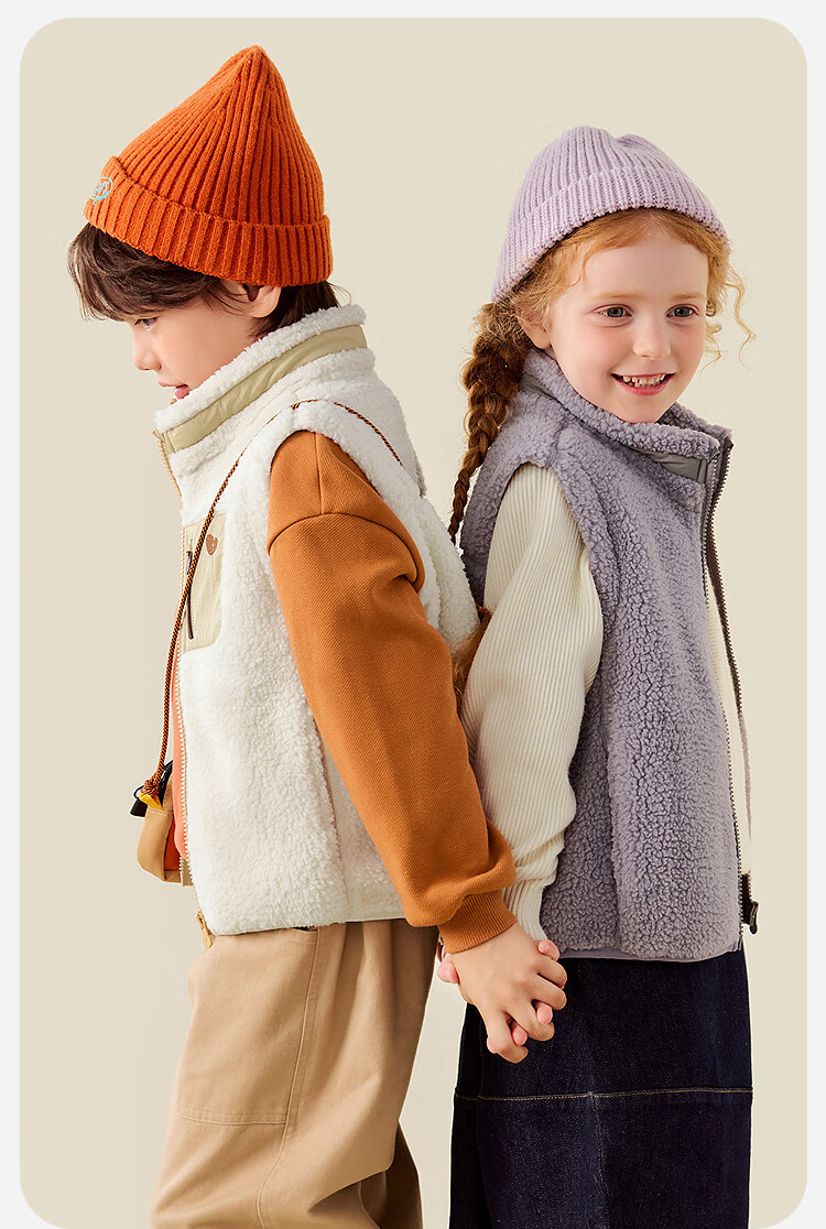 Minibala Kids and Adults Anti-Static Plush Vest Fleece Warm Outdoor Windbreaker 2025 Autumn New 2