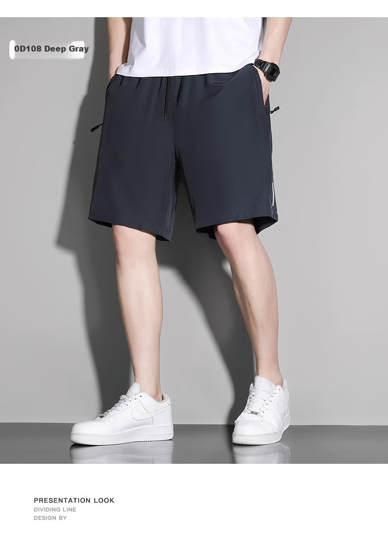 JEANSWEST OUTDOOR Men's Shorts, Summer Ice Silk Breathable Casual Outdoor Sports Lightweight Elastic Five-Point Pants, Black, 2XL 11