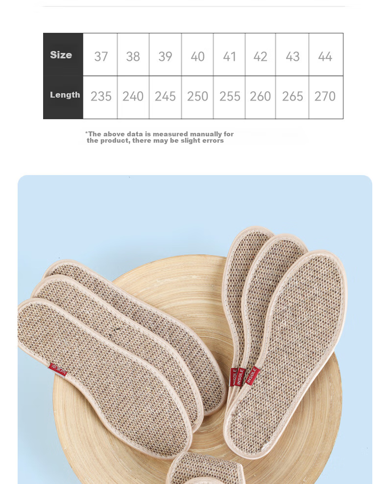 FOOTOPPO Cotton And Linen Odor-Free Insoles for Men And Women, Pure Cotton Sweat-Absorbing Insoles, Comfortable Soft-Bottomed Linen Breathable Ultra-Soft Insoles for Long-Standing 14