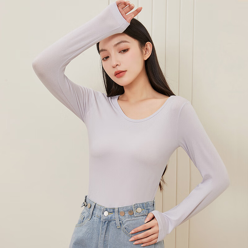 Langsha Women's Cotton Thin Slim Fit Versatile Stylish Long Sleeve Seamless Cotton Sweater Autumn Winter New Base Shirt 13