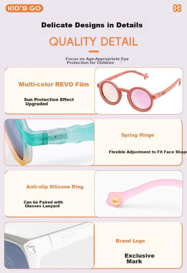 Kigo 2025 Children's Polarized Sunglasses, Baby Fashion UV Protection Glasses, Qiqi Brown, Ages 2-5 13