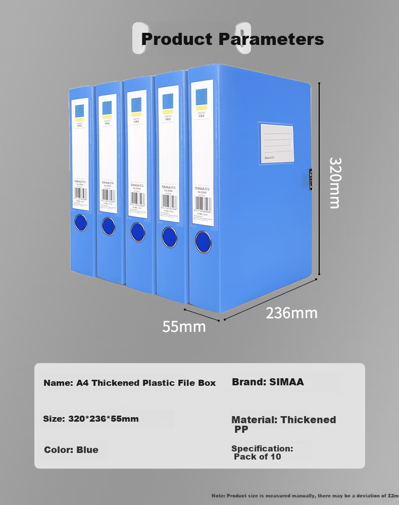 SIMAA 1 Pack 20mm A4 Plastic PP File Box Document Storage Box for Vouchers And Financial Records Office Supplies 20171 Blue 1