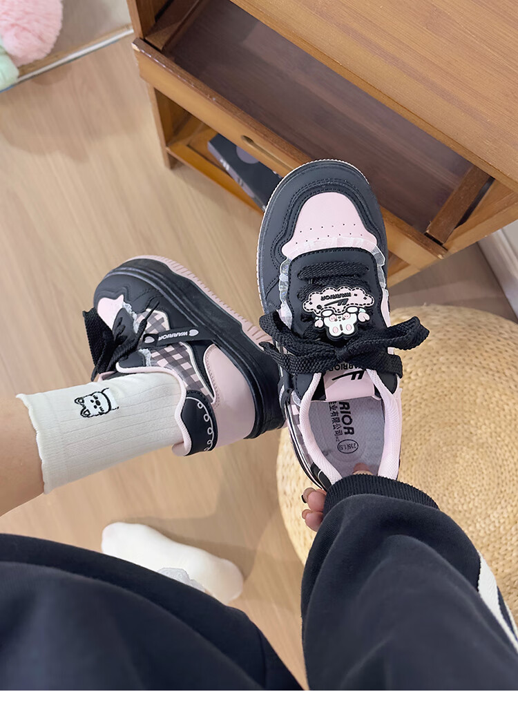 Huili Blue And Pink Sweet Girl Sneakers for Women, New Fashion Versatile Student Platform Korean-Style Casual Shoes, Black And Pink, Size 35 17